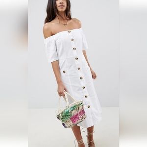 ASOS Design Off Shoulder Midi Dress